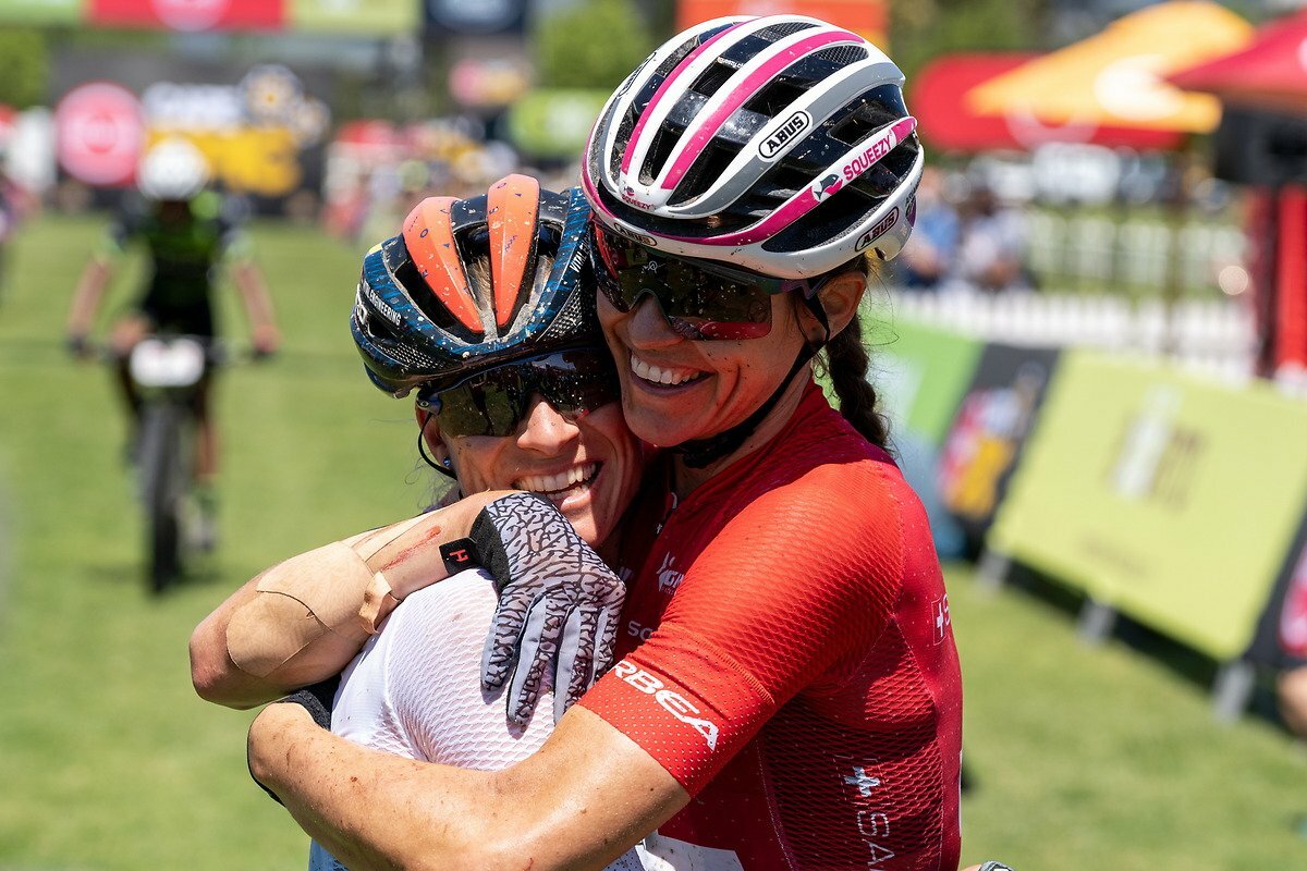 Ariane Lüthi and Robyn De Groot of team Salusmed during stage 7 of the 2021 Absa Cape Epic Simon Pocock.jpeg