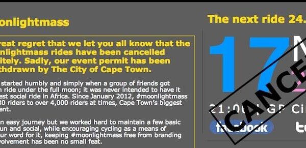 Cape Town Moonlight Mass rides cancelled indefinitely