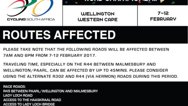 SA Road Champs – Notification of road routes affected