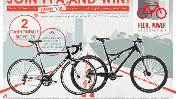 Join or renew your Pedal Power Association membership to win a Cannondale bicycle