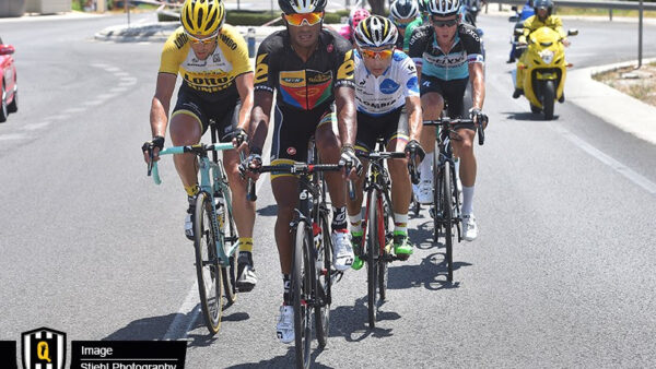 Natnael Berhane in the race winning break on Vuelta 19th stage