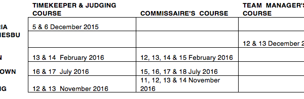 CSA: Commissaire, Timekeeper and Judging, and Team Manager’s course dates